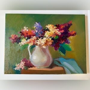 oil paintings original «Lilac mood”, 9x12 oil on canvas